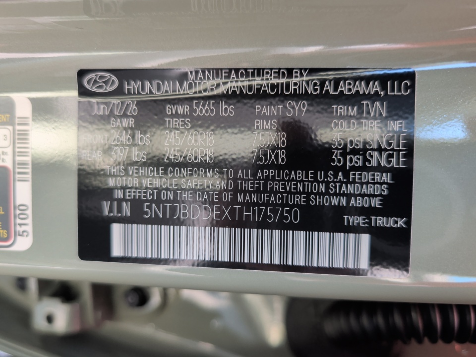 5NTJBDDEXTH175750 2026 Hyundai Santa Cruz SEL