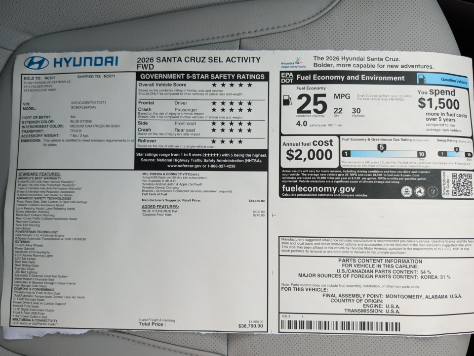 5NTJC4DE0TH170571 2026 Hyundai Santa Cruz SEL Activity