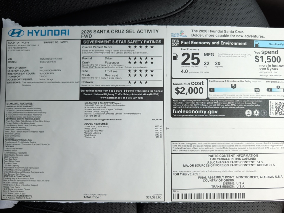 5NTJC4DE2TH175089 2026 Hyundai Santa Cruz SEL Activity