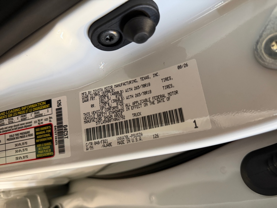 5TFLA5AB0TX062792 2026 Toyota Tundra SR5