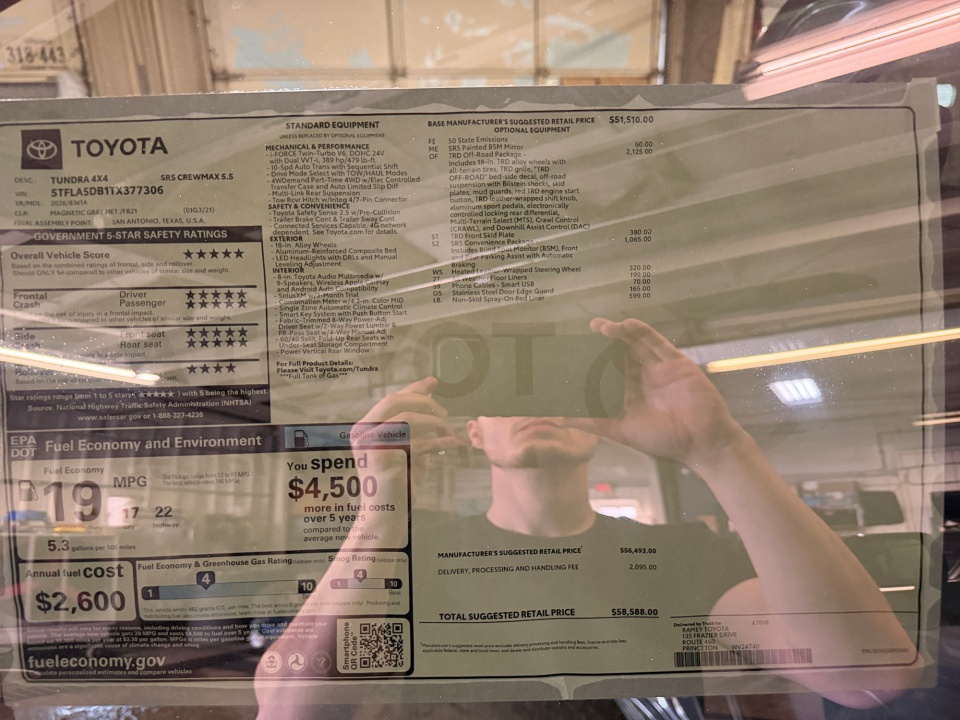 5TFLA5DB1TX377306 2026 Toyota Tundra SR5 CrewMax 5.5' Bed