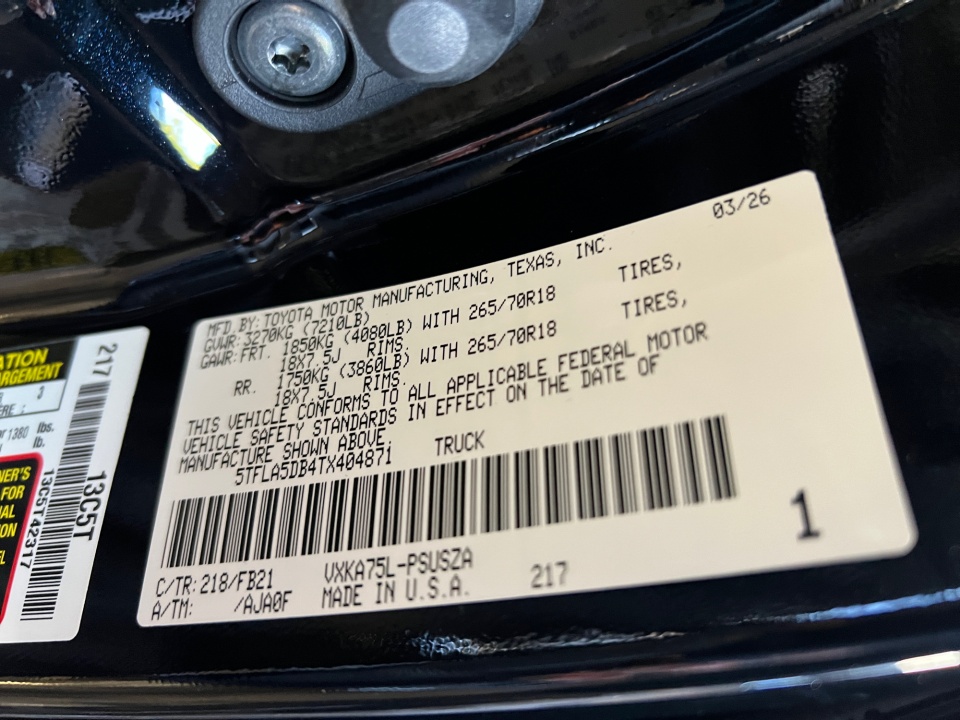 5TFLA5DB4TX404871 2026 Toyota Tundra SR5 CrewMax 5.5' Bed