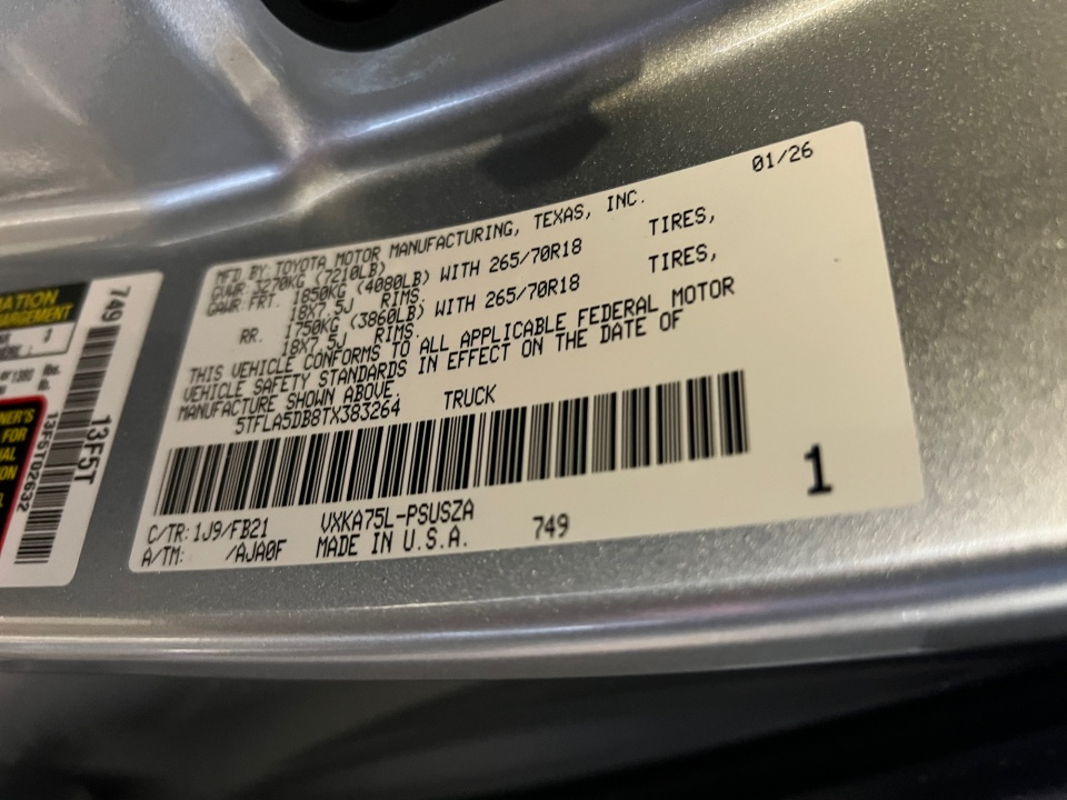 5TFLA5DB8TX383264 2026 Toyota Tundra SR5 CrewMax 5.5' Bed