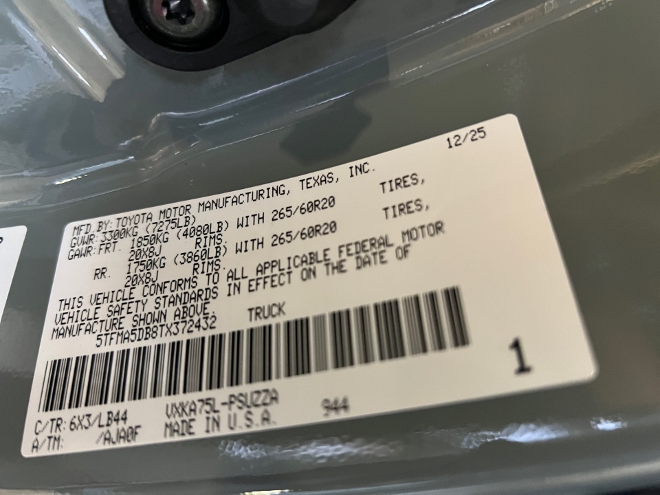 5TFMA5DB8TX372432 2026 Toyota Tundra 1794 Edition CrewMax 5.5' Bed