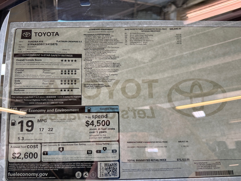 5TFNA5DB0TX415875 2026 Toyota Tundra Platinum CrewMax 5.5' Bed