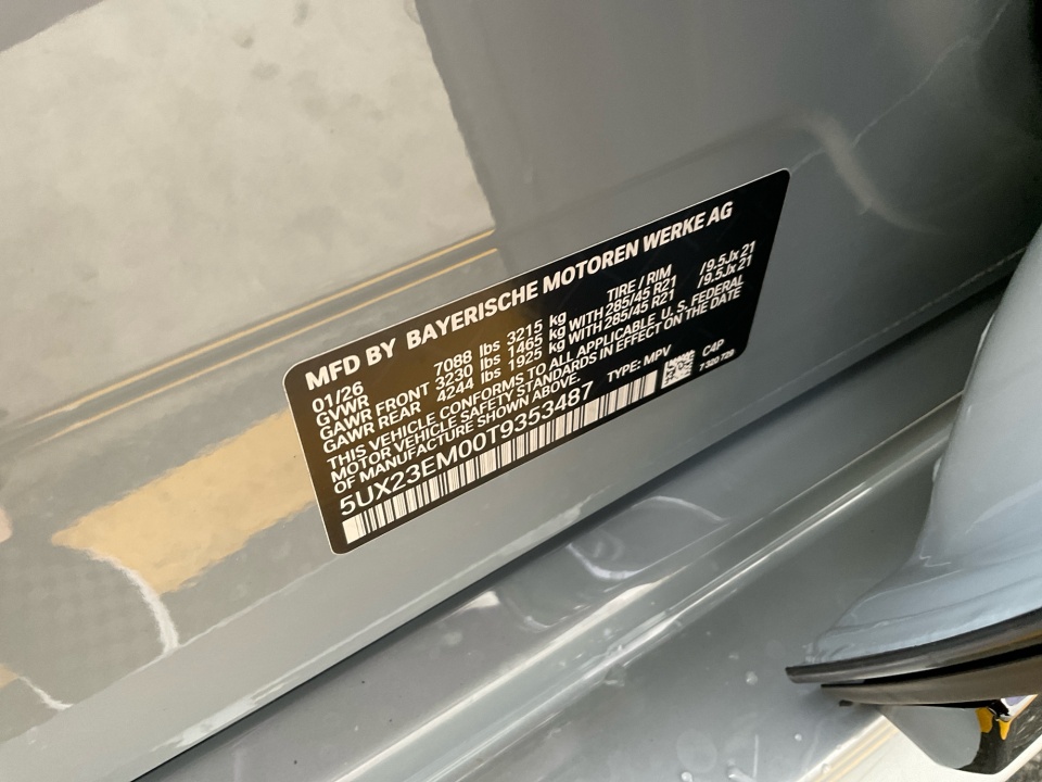 5UX23EM00T9353487 2026 BMW X7 xDrive40i