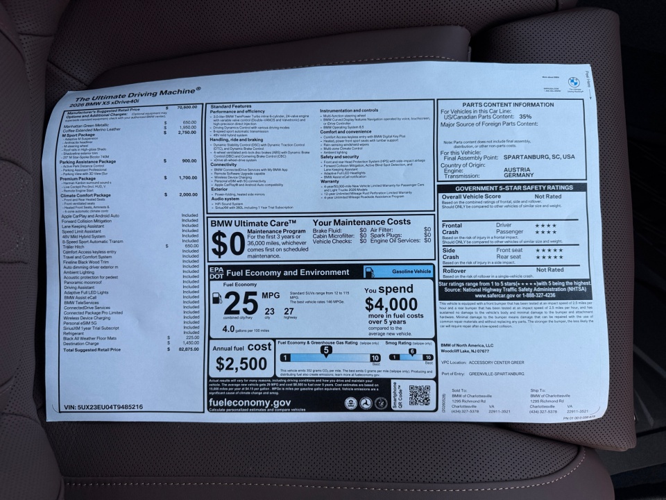 5UX23EU04T9485216 2026 BMW X5 xDrive40i