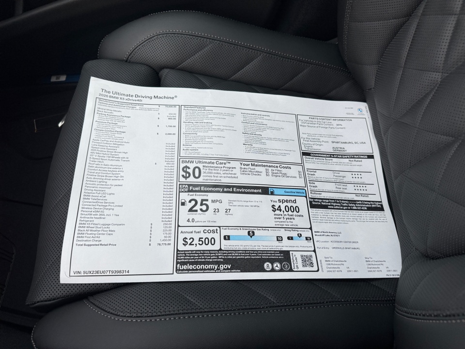 5UX23EU07T9398314 2026 BMW X5 xDrive40i