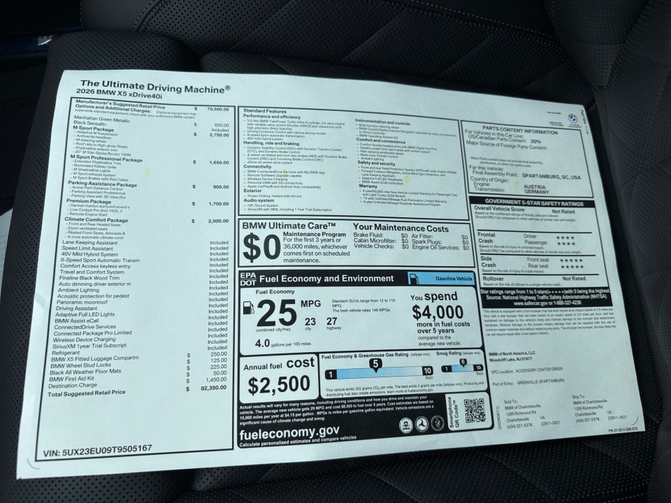 5UX23EU09T9505167 2026 BMW X5 xDrive40i