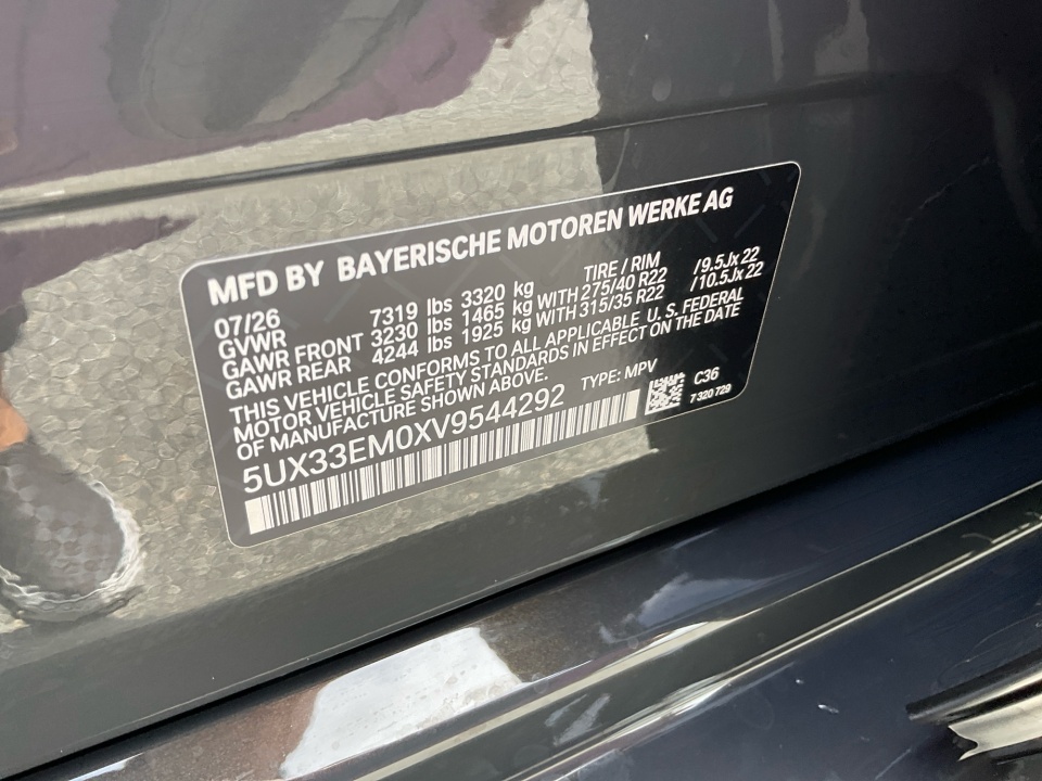 5UX33EM0XV9544292 2027 BMW X7 M60i