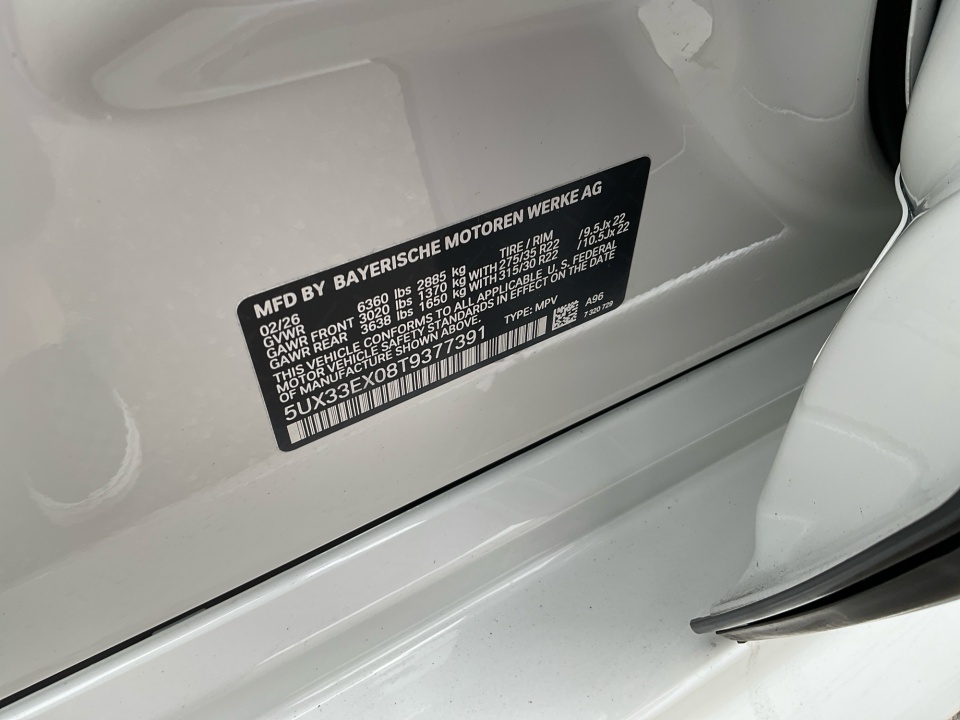 5UX33EX08T9377391 2026 BMW X6 xDrive40i