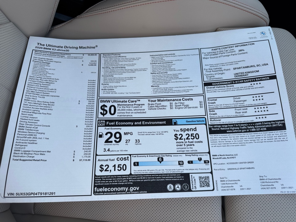 5UX53GP04T9181291 2026 BMW X3 30 xDrive