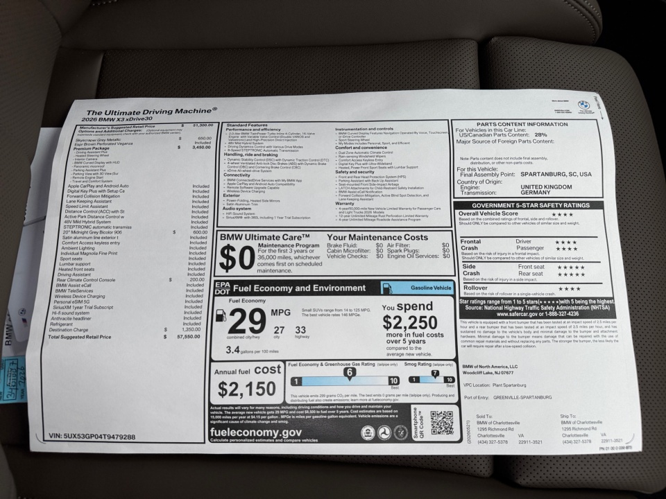 5UX53GP04T9479288 2026 BMW X3 30 xDrive