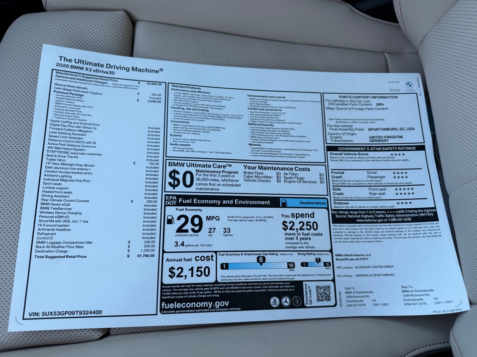 5UX53GP09T9324400 2026 BMW X3 30 xDrive