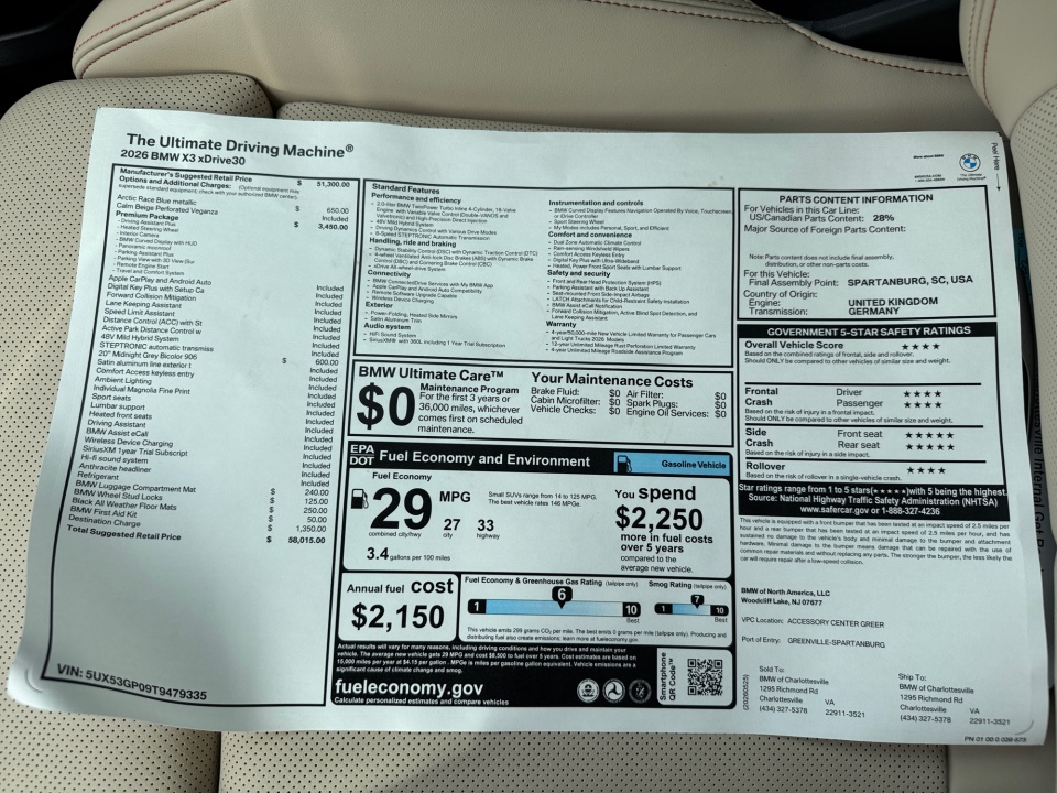 5UX53GP09T9479335 2026 BMW X3 30 xDrive
