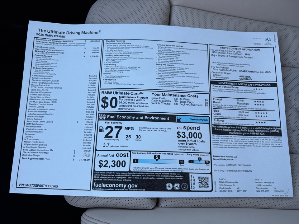 5UX73GP06T9303965 2026 BMW X3 M50 xDrive