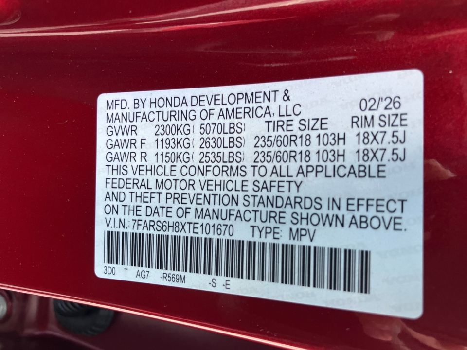 7FARS6H8XTE101670 2026 Honda CR-V Hybrid AWD Sport-L