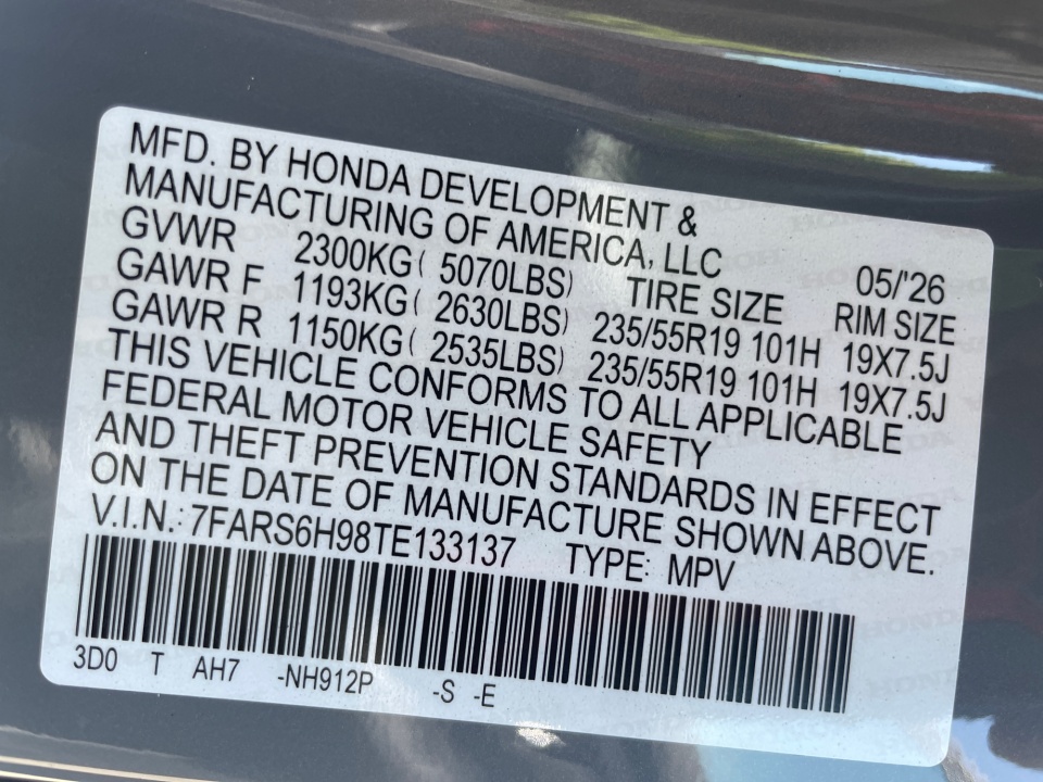 7FARS6H98TE133137 2026 Honda CR-V Hybrid AWD Sport Touring
