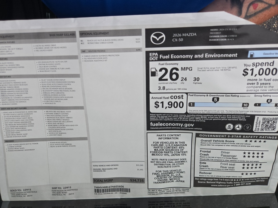 7MMVABBL6TN605606 2026 Mazda CX-50 2.5 S Preferred