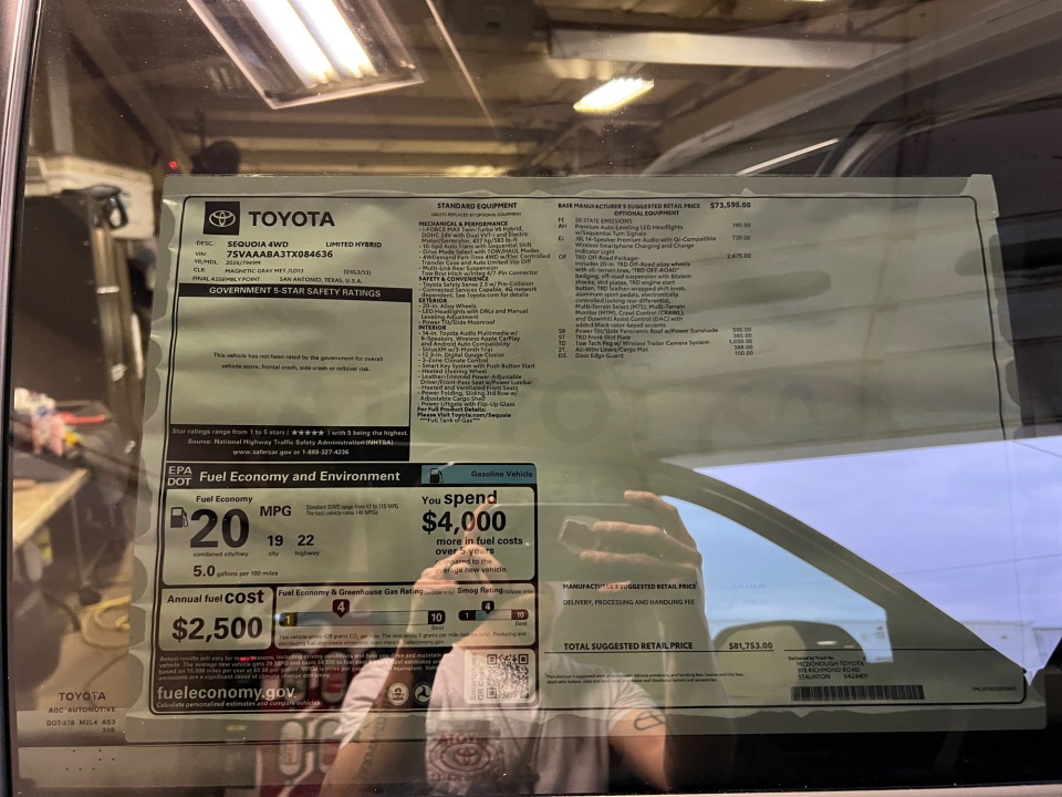 7SVAAABA3TX084636 2026 Toyota Sequoia Limited