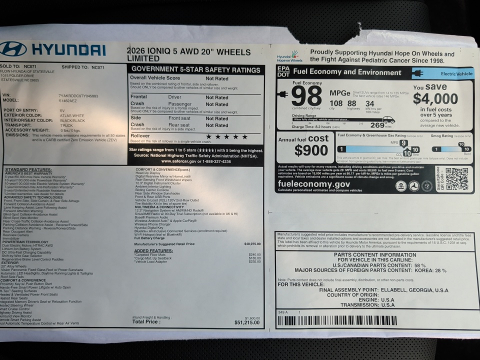 7YAKRDDC9TY045883 2026 Hyundai IONIQ 5 Limited