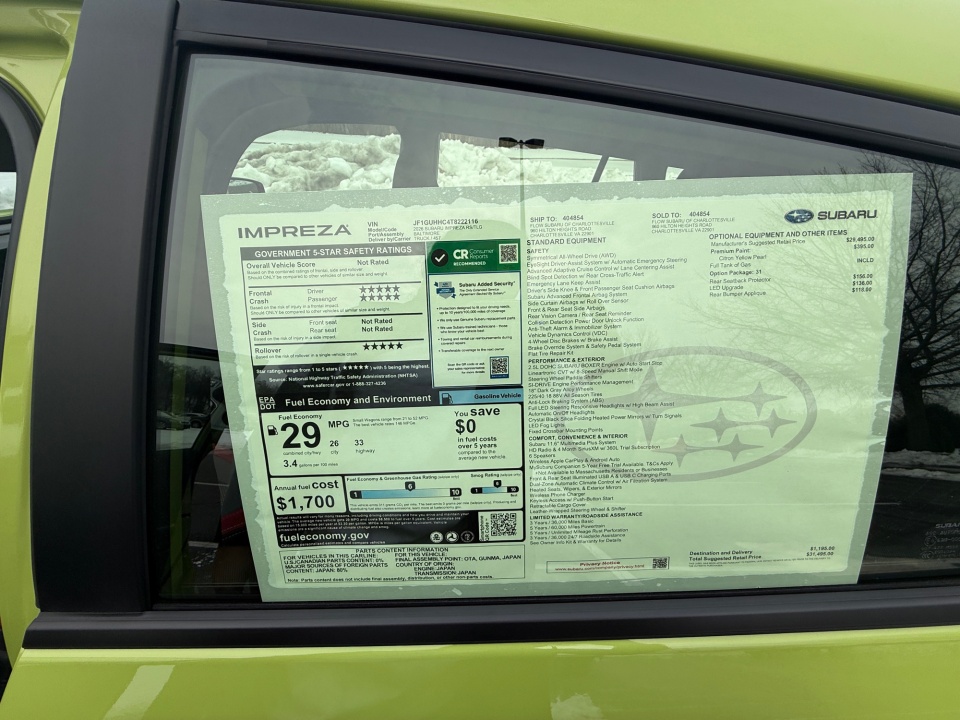 JF1GUHHC4T8222116 2026 Subaru Impreza RS