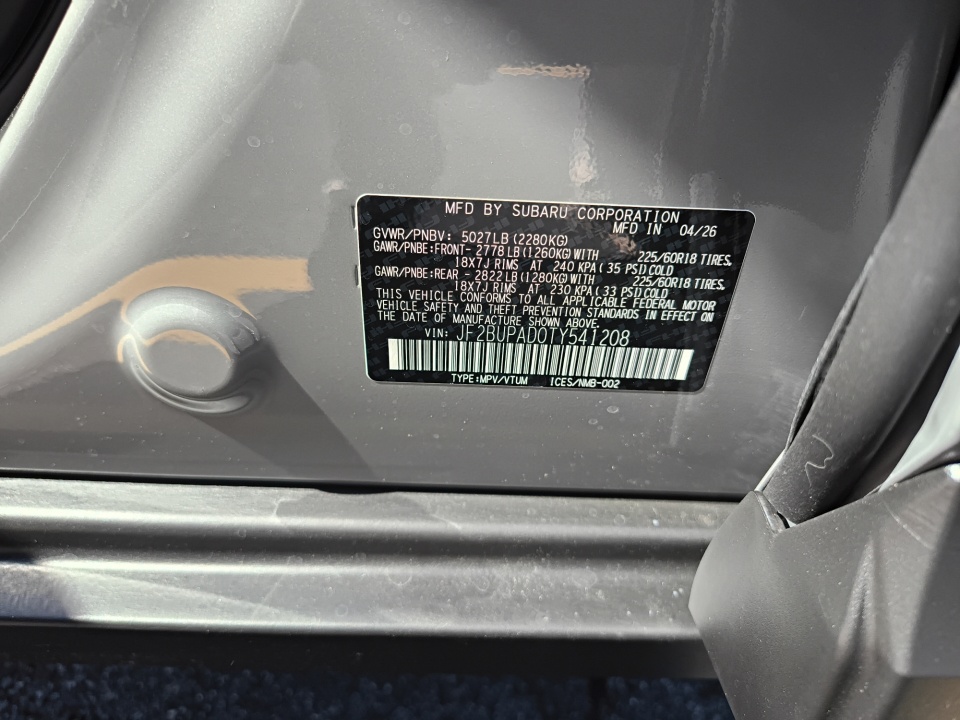 JF2BUPAD0TY541208 2026 Subaru Outback Premium