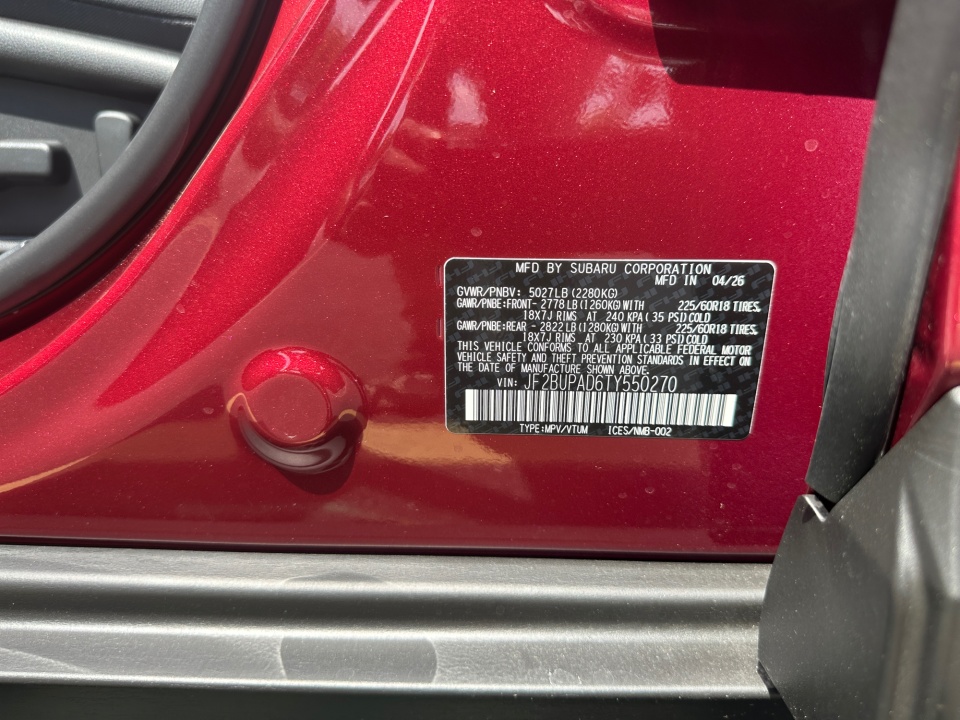 JF2BUPAD6TY550270 2026 Subaru Outback Premium