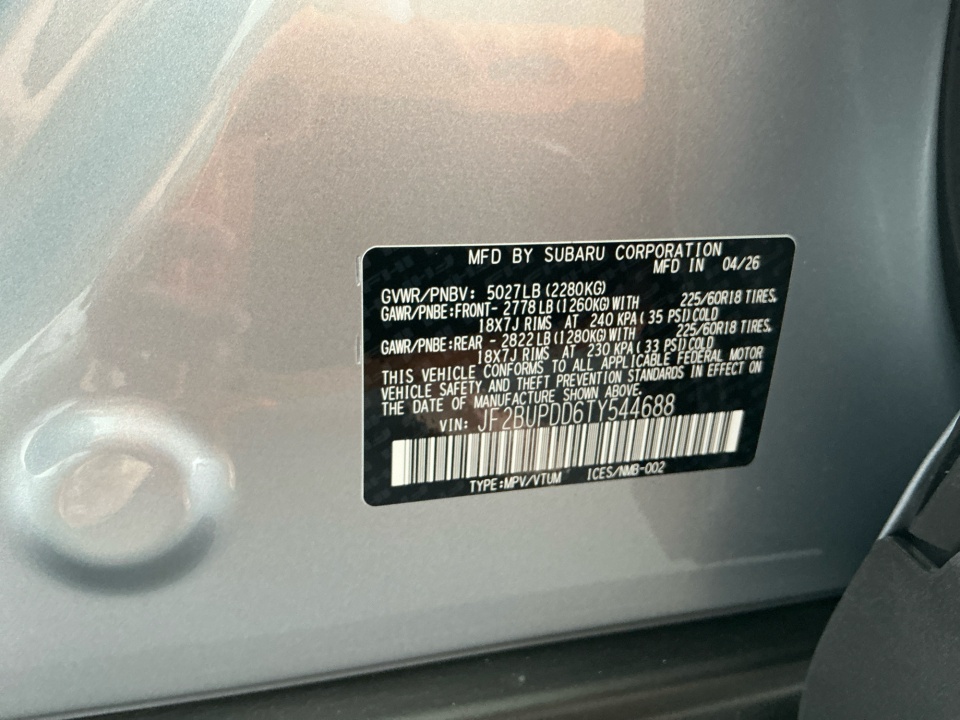 JF2BUPDD6TY544688 2026 Subaru Outback Limited