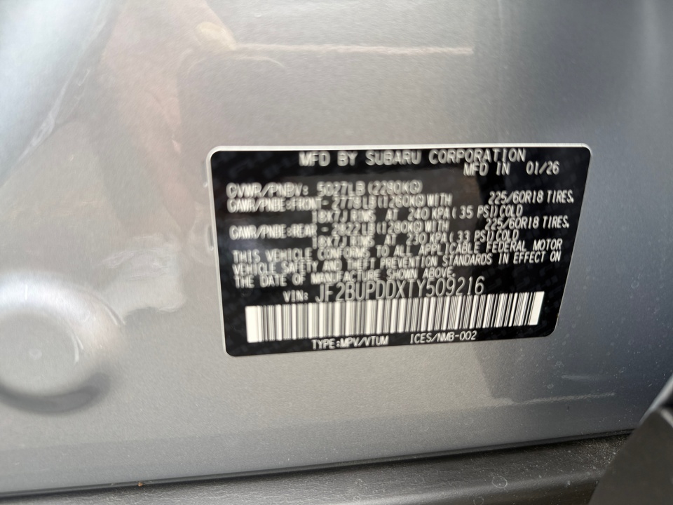 JF2BUPDDXTY509216 2026 Subaru Outback Limited