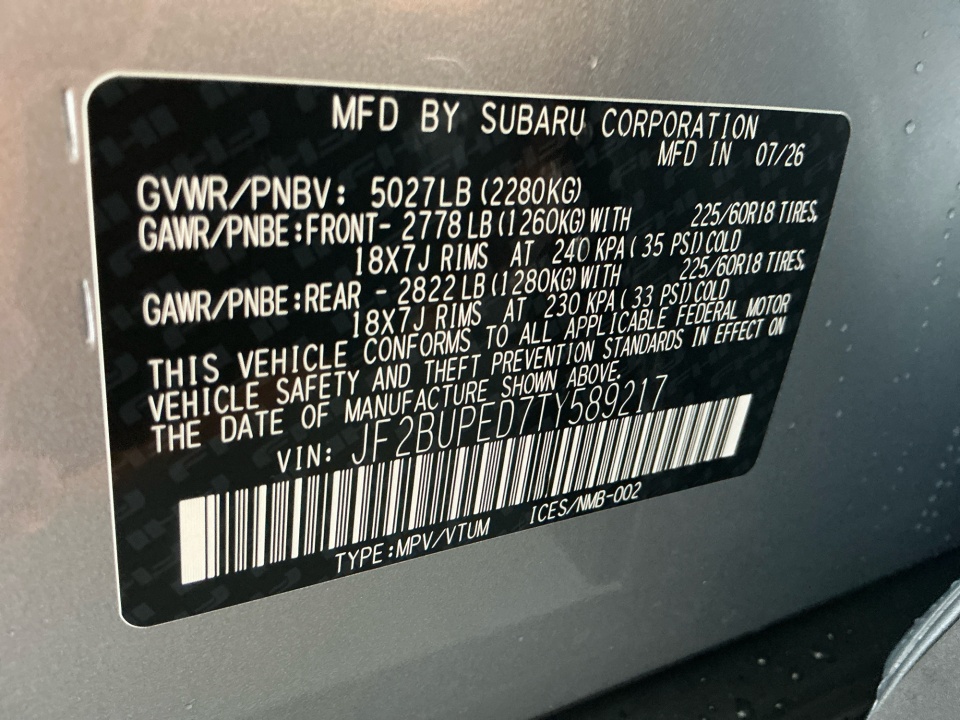 JF2BUPED7TY589217 2026 Subaru Outback Touring