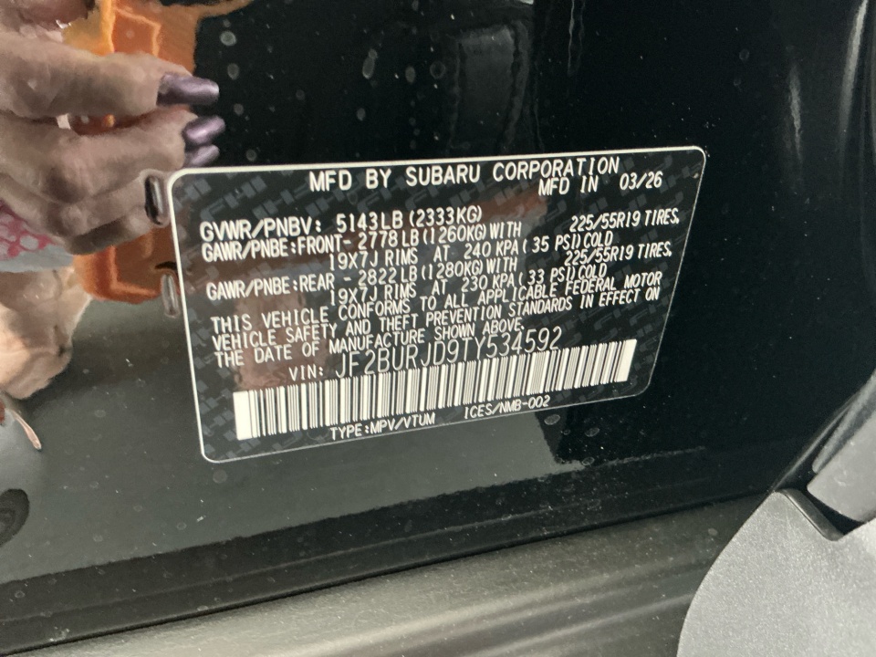 JF2BURJD9TY534592 2026 Subaru Outback Touring XT