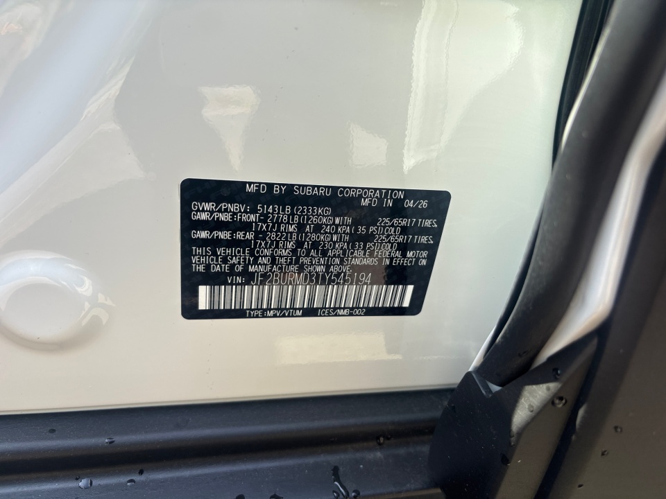 JF2BURMD3TY545194 2026 Subaru Outback Wilderness