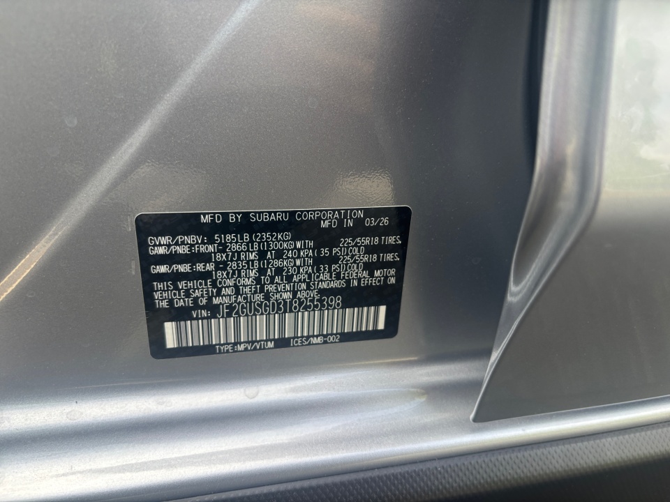 JF2GUSGD3T8255398 2026 Subaru Crosstrek Sport