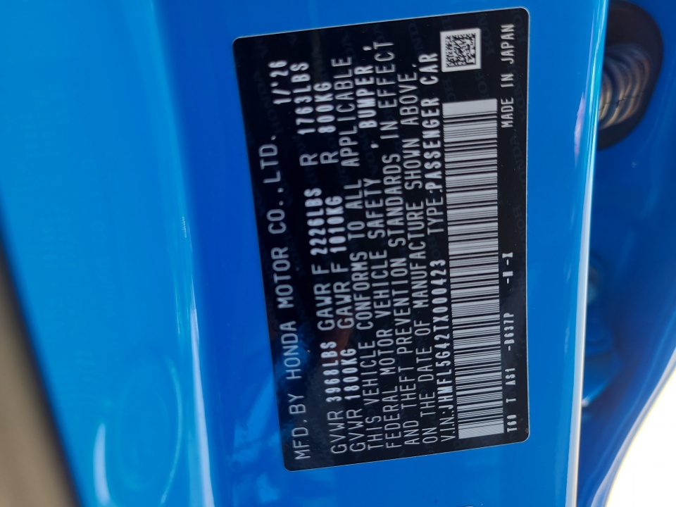 JHMFL5G42TX000423 2026 Honda Civic Type R