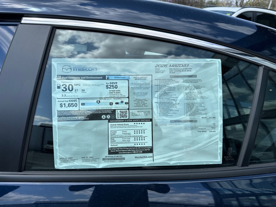 JM1BPAAL4T1867452 2026 Mazda Mazda3 Sedan 2.5 S