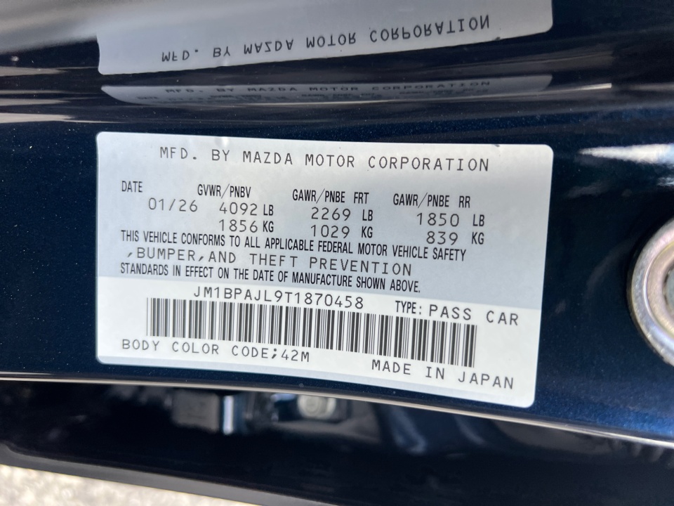 JM1BPAJL9T1870458 2026 Mazda Mazda3 Hatchback 2.5 S