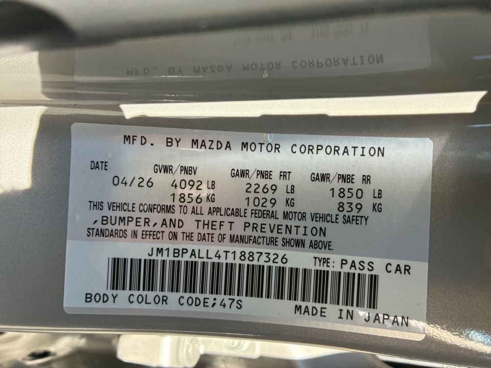 JM1BPALL4T1887326 2026 Mazda Mazda3 Hatchback 2.5 S Preferred