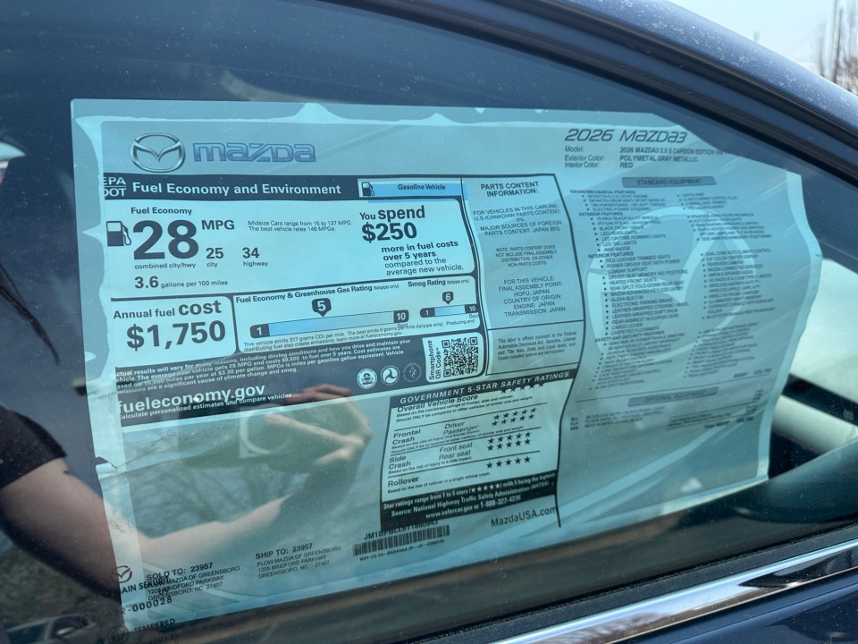 JM1BPBLL6T1860943 2026 Mazda Mazda3 Hatchback 2.5 S Carbon Edition