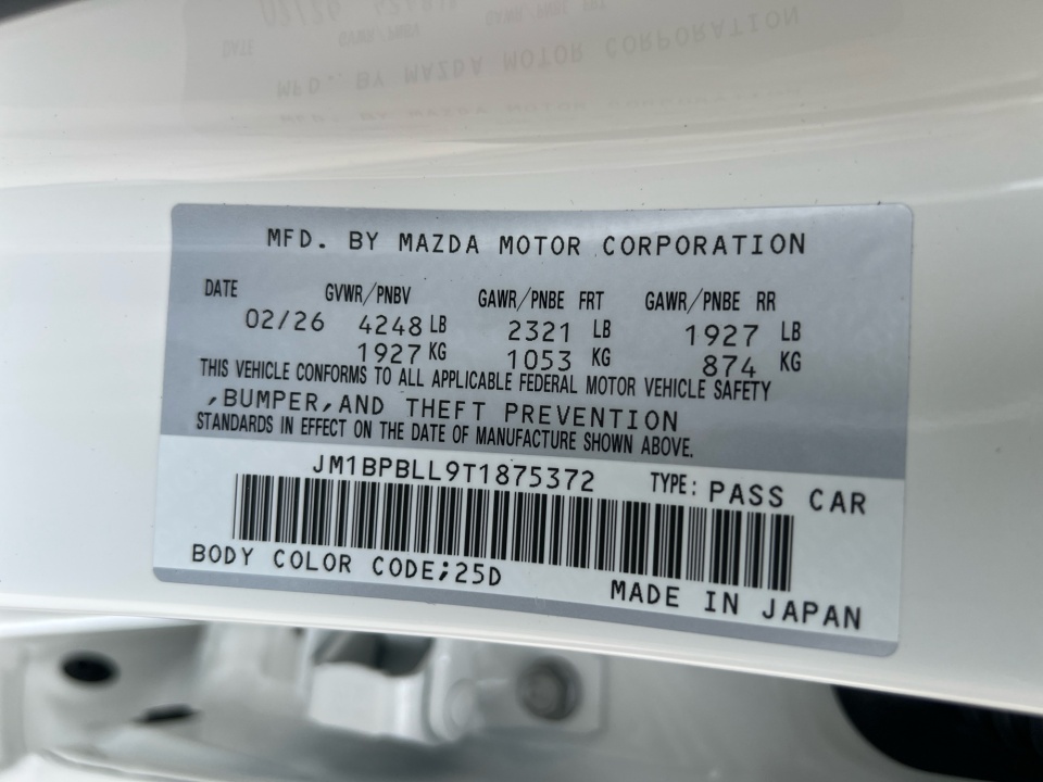 JM1BPBLL9T1875372 2026 Mazda Mazda3 Hatchback 2.5 S Carbon Edition