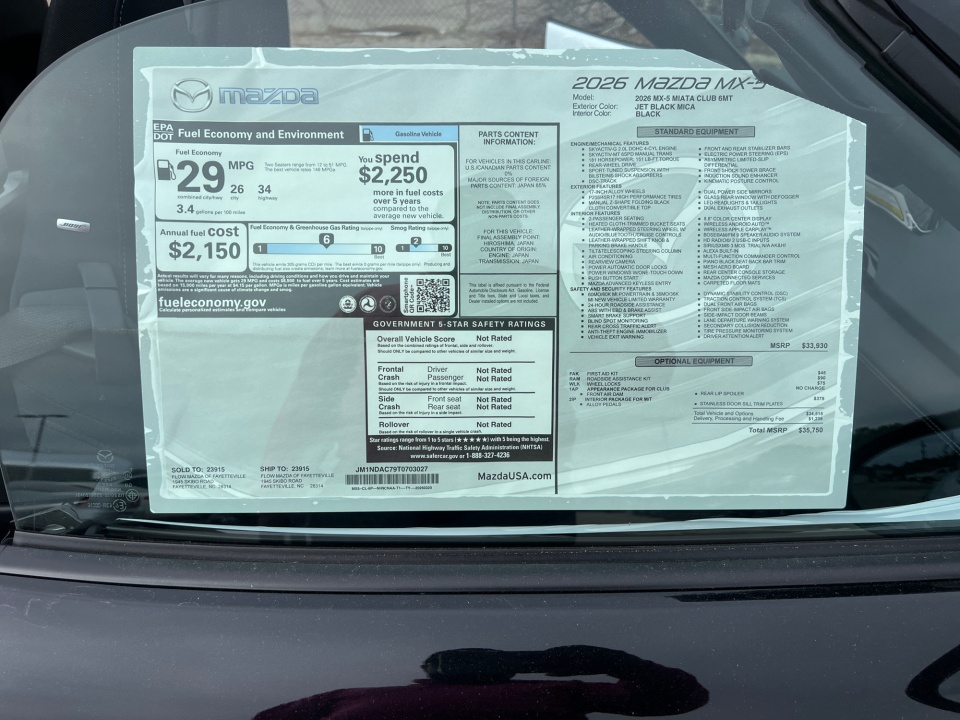 JM1NDAC79T0703027 2026 Mazda MX-5 Miata Club
