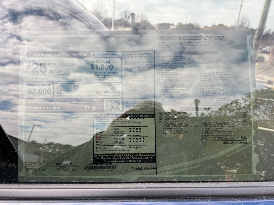 JM3KKAHD1T1363848 2026 Mazda CX-90 3.3 Turbo Select
