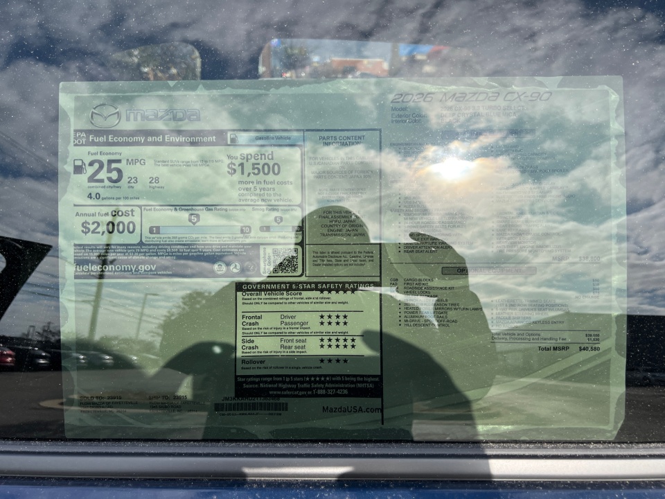 JM3KKAHD2T1363468 2026 Mazda CX-90 3.3 Turbo Select