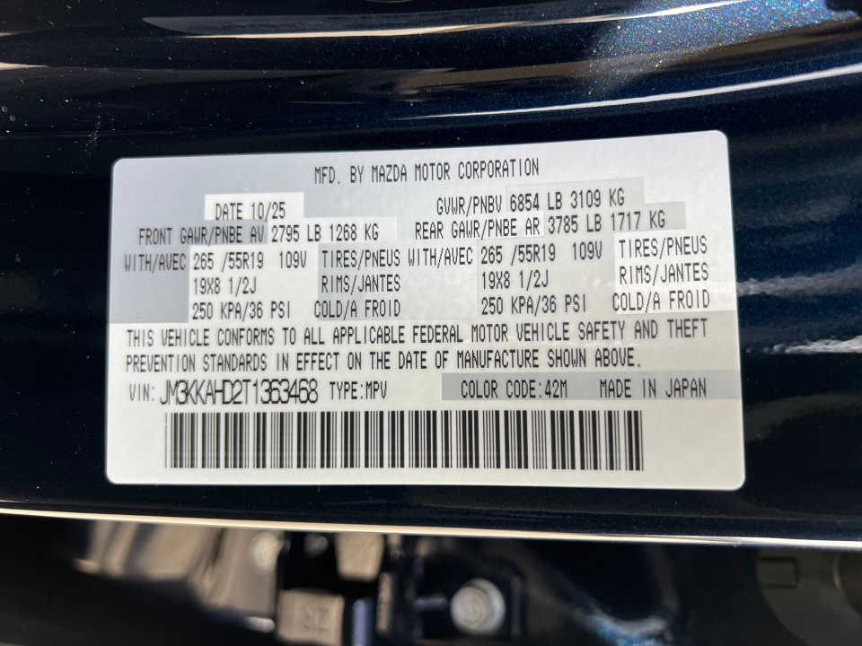 JM3KKAHD2T1363468 2026 Mazda CX-90 3.3 Turbo Select