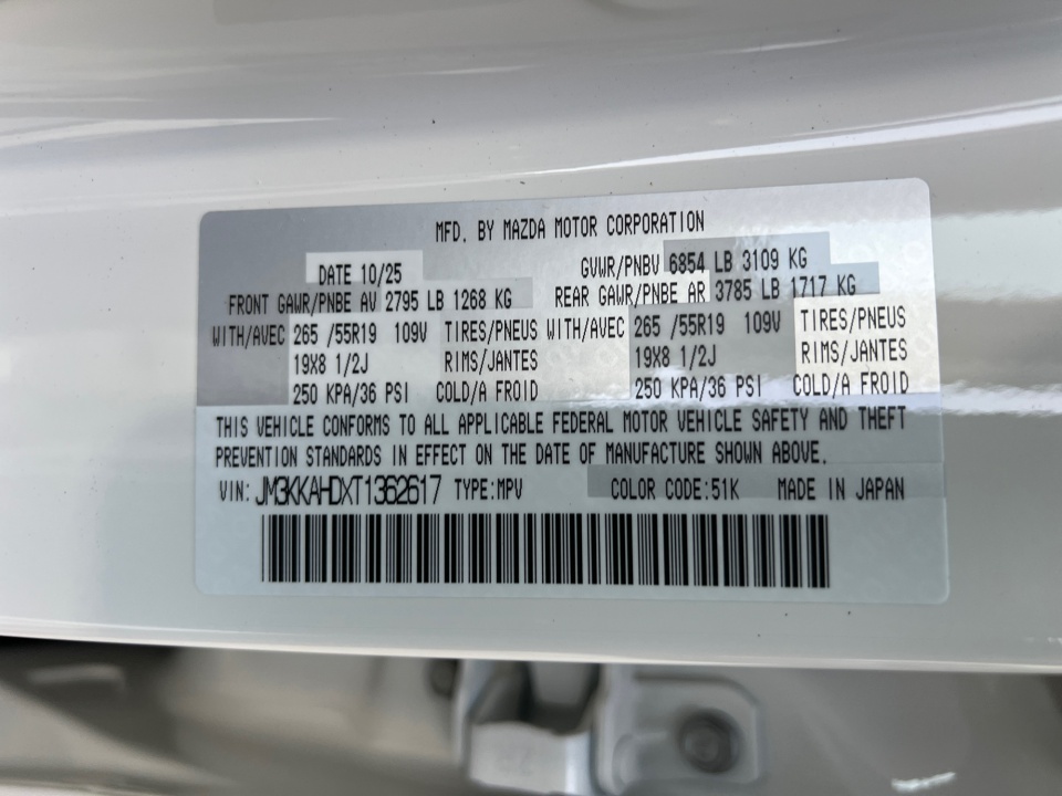 JM3KKAHDXT1362617 2026 Mazda CX-90 3.3 Turbo Select