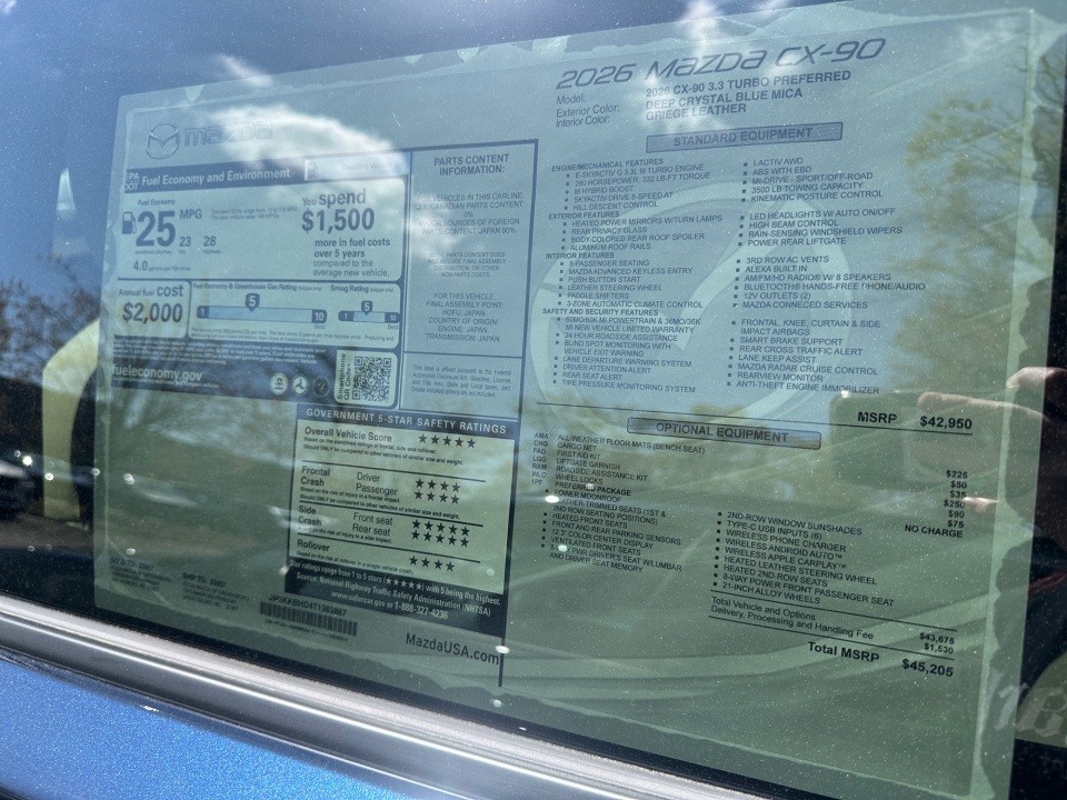 JM3KKBHD4T1383887 2026 Mazda CX-90 3.3 Turbo Preferred