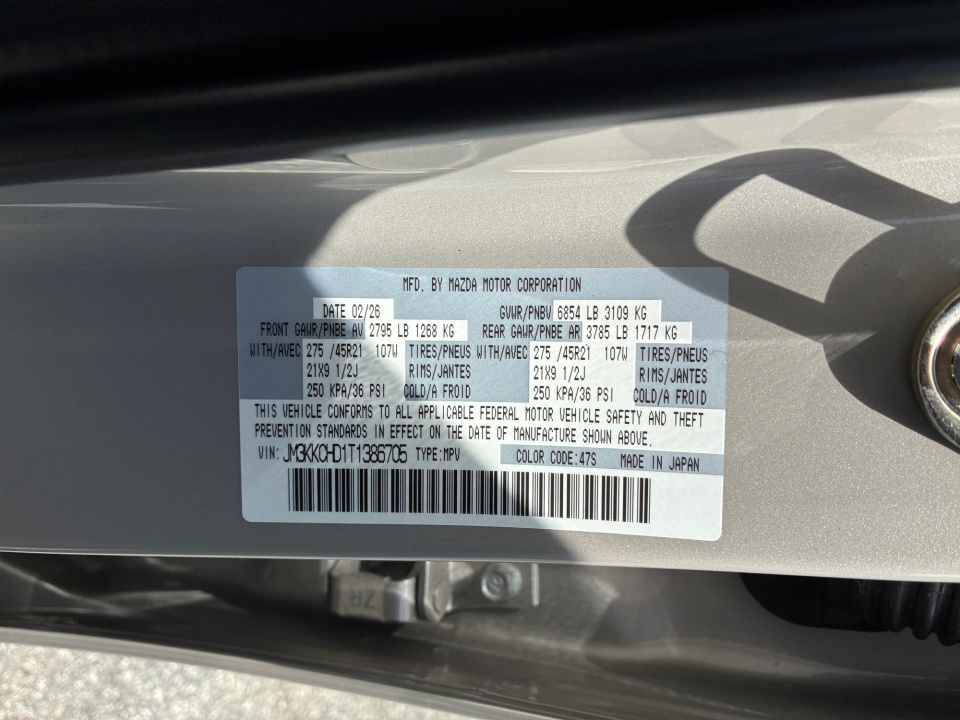 JM3KKCHD1T1386705 2026 Mazda CX-90 3.3 Turbo Premium Sport