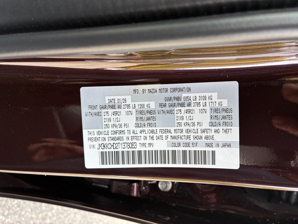 JM3KKCHD2T1378063 2026 Mazda CX-90 3.3 Turbo Premium Sport