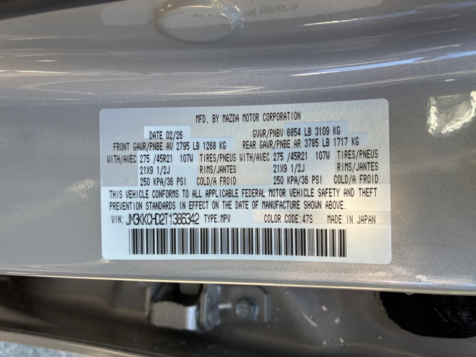 JM3KKCHD2T1386342 2026 Mazda CX-90 3.3 Turbo Premium Sport