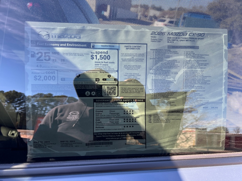 JM3KKCHD4T1359434 2026 Mazda CX-90 3.3 Turbo Premium Sport